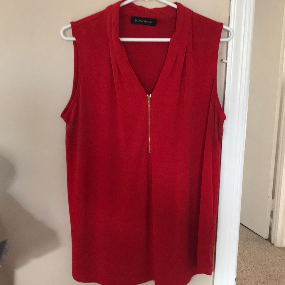 Bright Red Sleeveless Blouse
